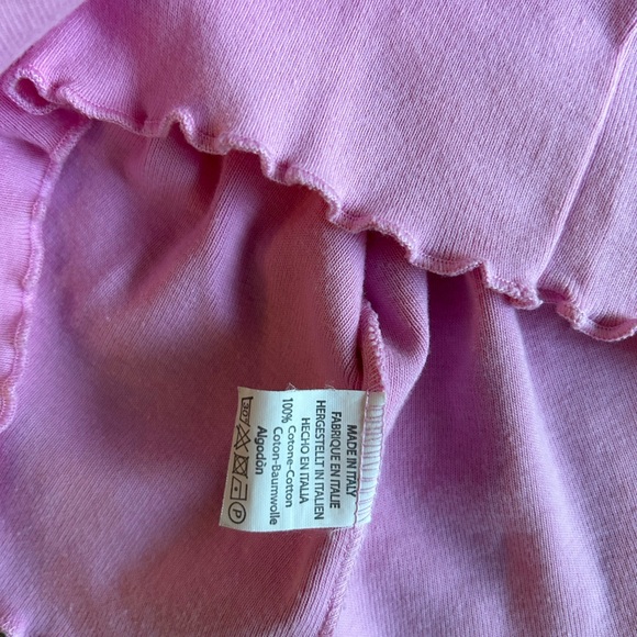 Brandy Melville Pink Baby Tee with lettuce trim - Picture 3 of 3